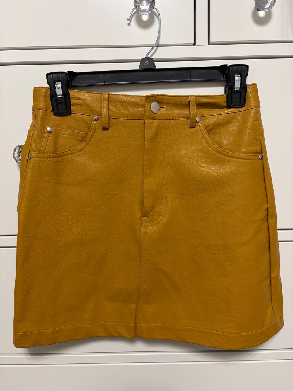 HYFVE Mustard Yellow Faux Leather Skirt
